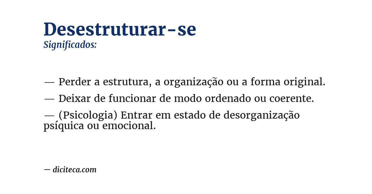 Significado de desestruturar-se