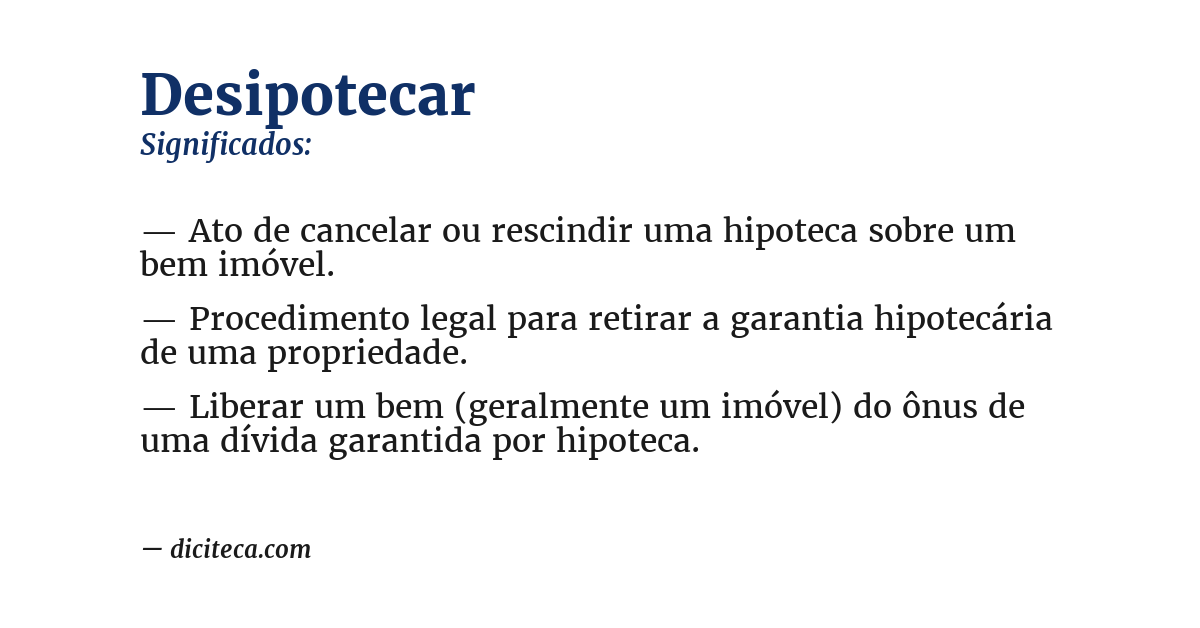 Significado de desipotecar