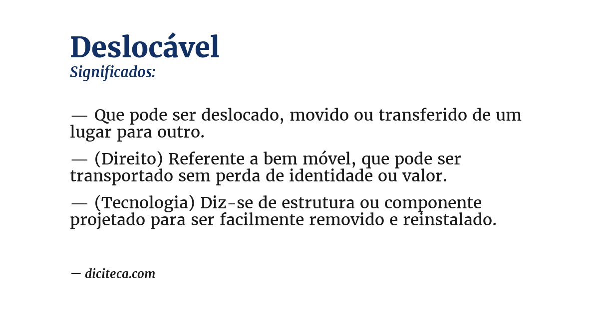 Significado de deslocável
