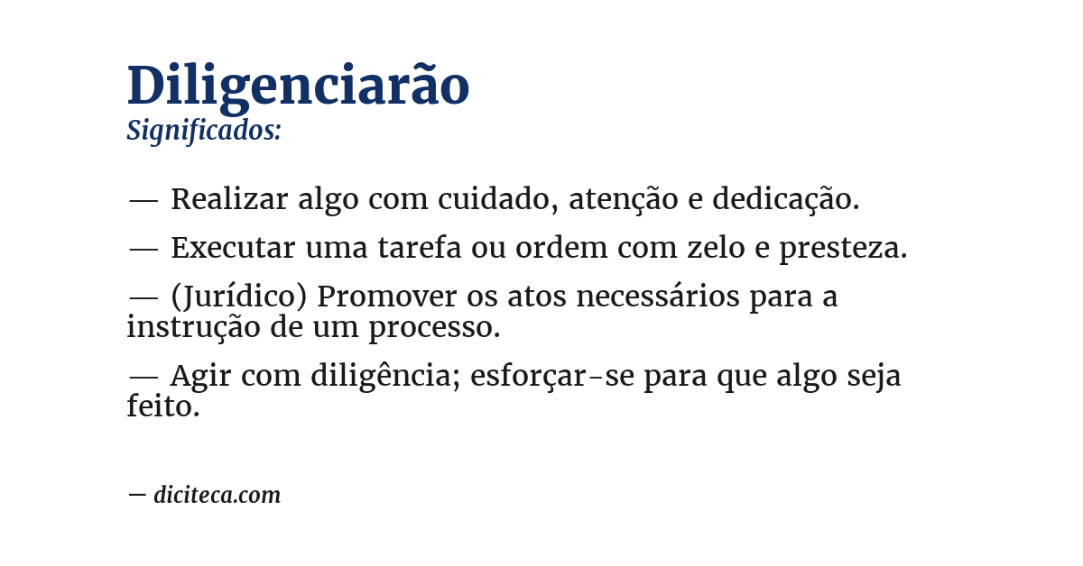 Significado de diligenciarão