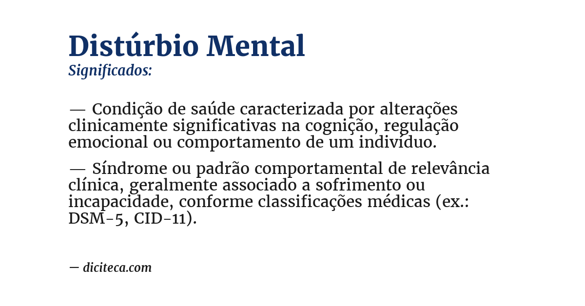 Significado de distúrbio mental