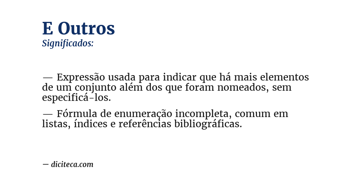 Significado de e outros