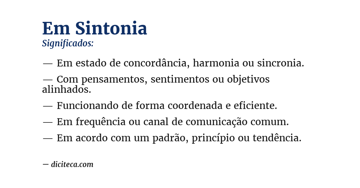 Significado de em sintonia