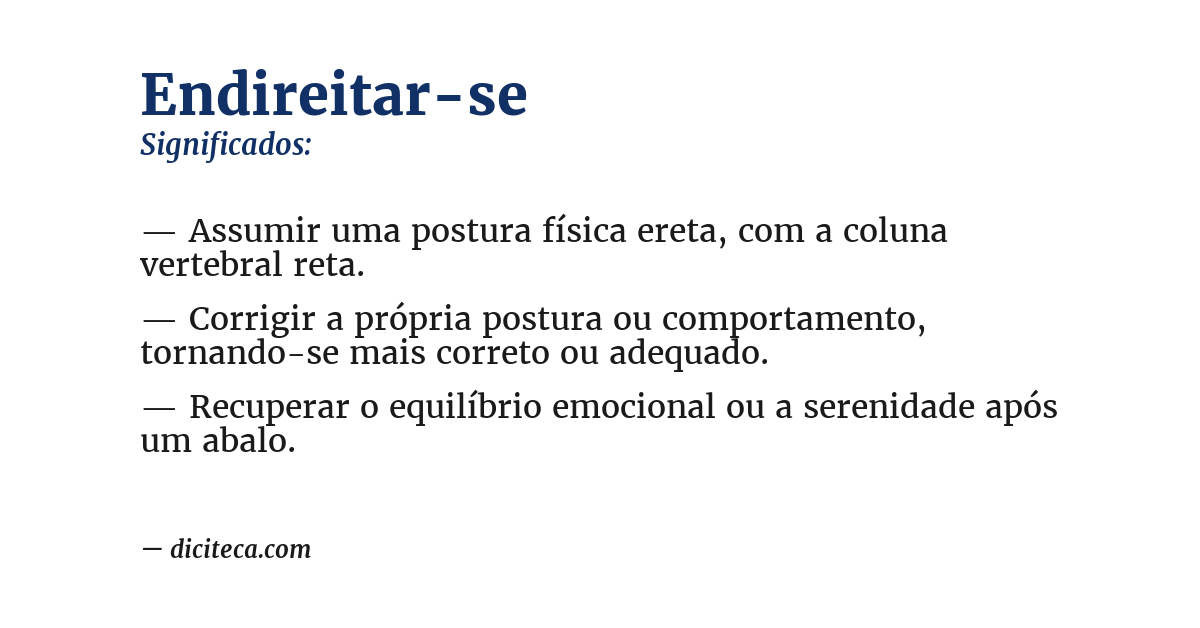 Significado de endireitar-se