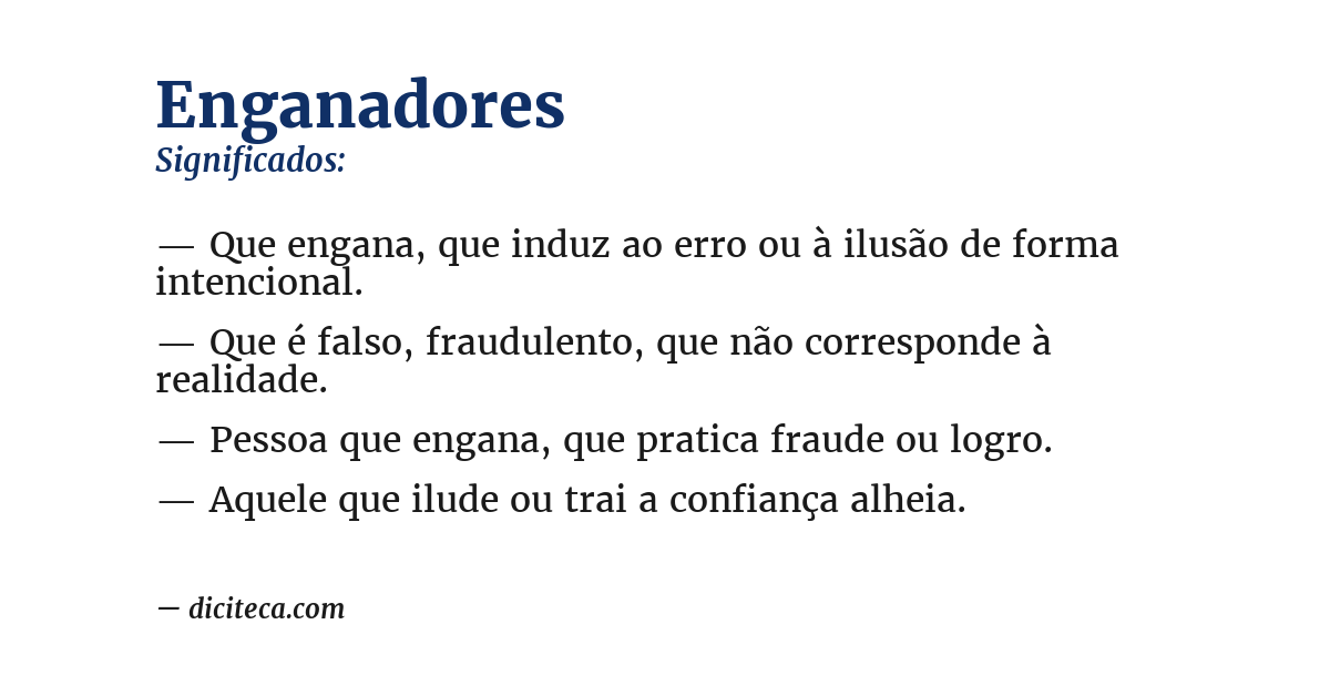 Significado de enganadores
