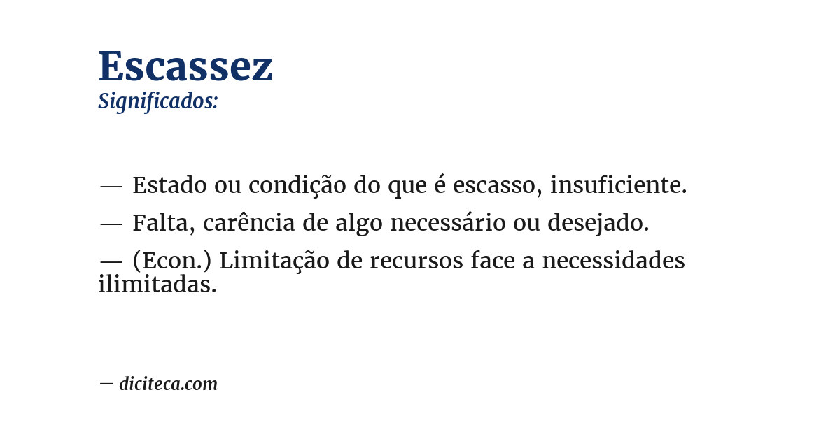 Significado de escassez