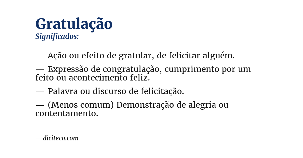 Significado de gratulação