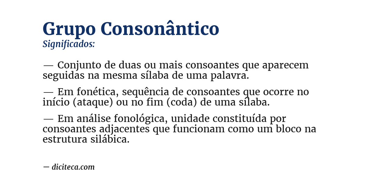 Significado de grupo consonântico