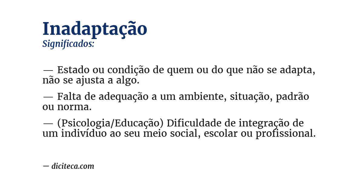Significado de inadaptação