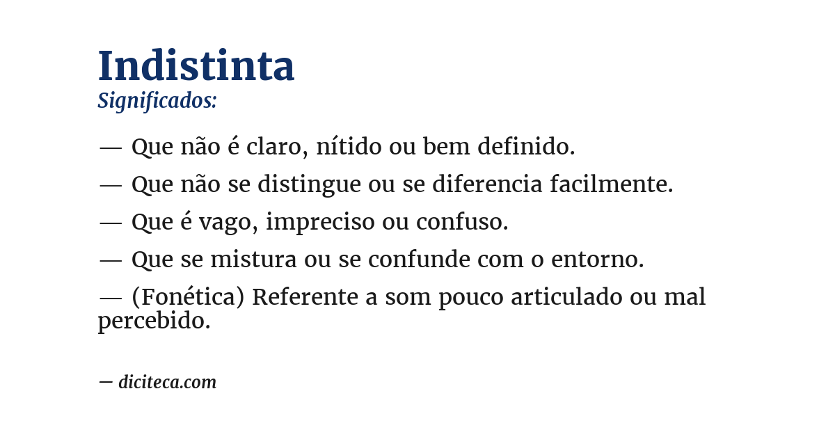 Significado de indistinta