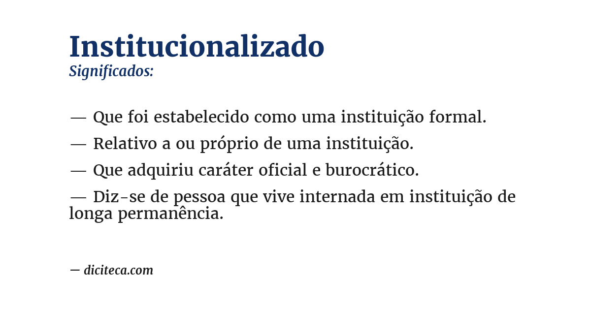 Significado de institucionalizado