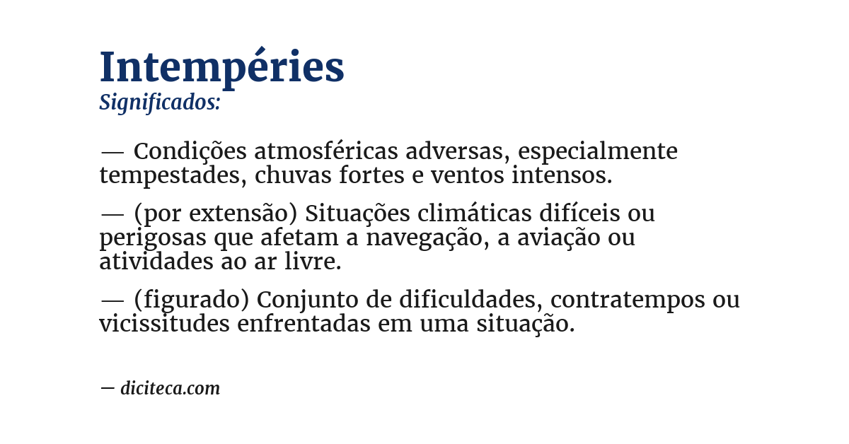 Significado de intempéries