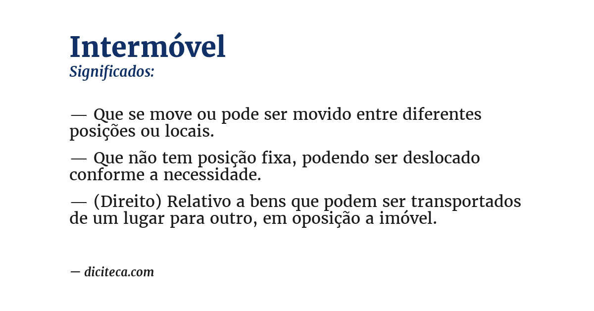 Significado de intermóvel