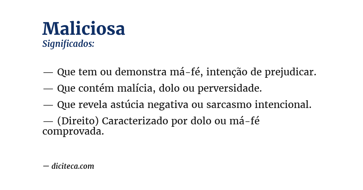 Significado de maliciosa