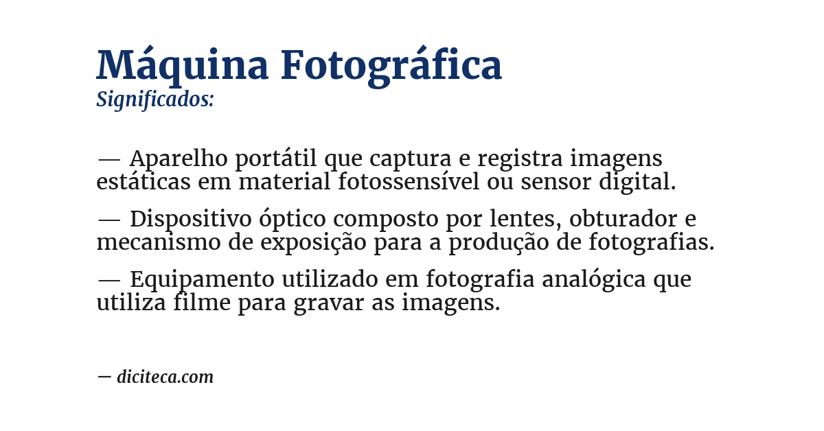 Significado de máquina fotográfica