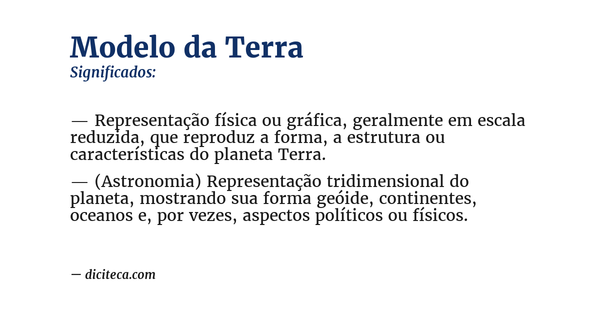 Significado de modelo da terra
