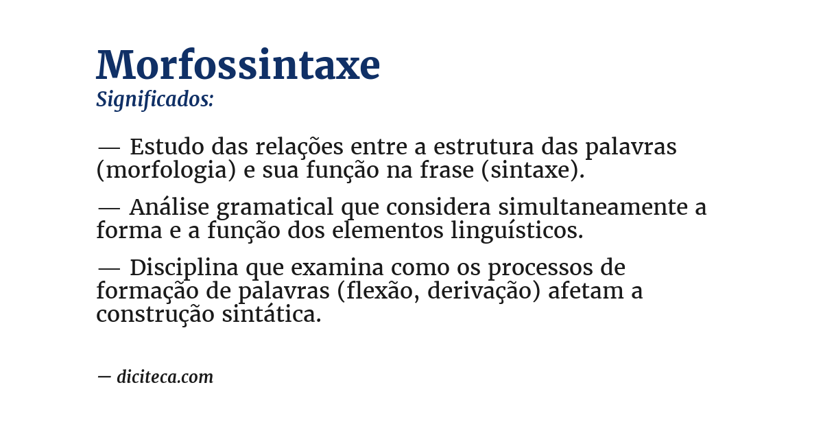 Significado de morfossintaxe