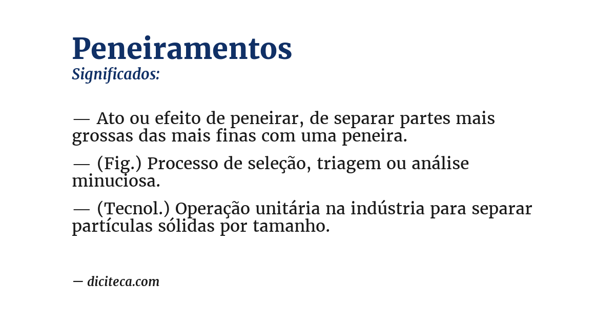 Significado de peneiramentos