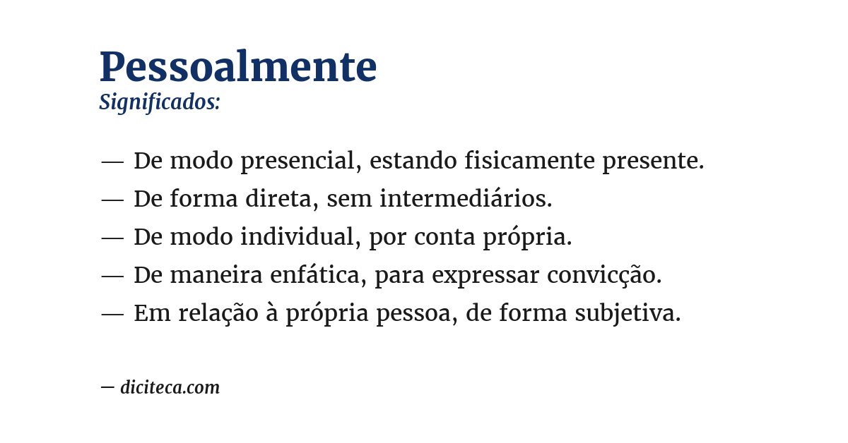 Significado de pessoalmente