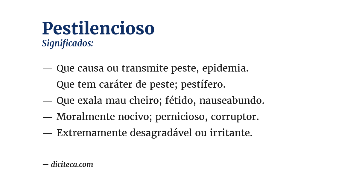 Significado de pestilencioso