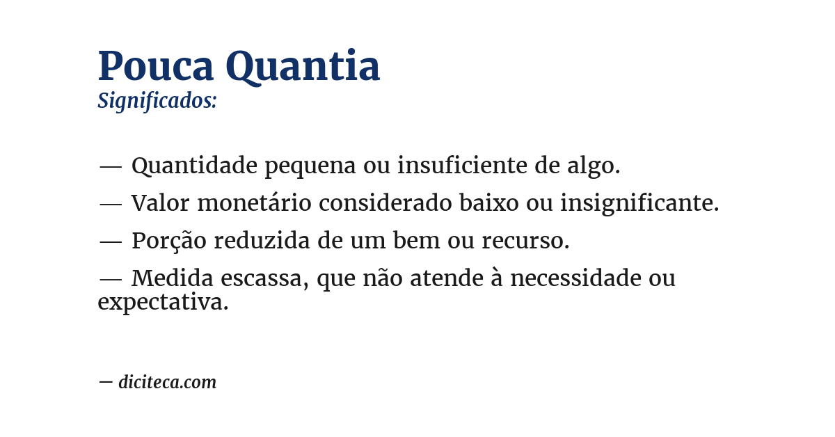 Significado de pouca quantia