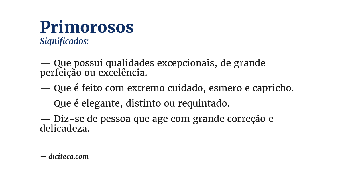 Significado de primorosos