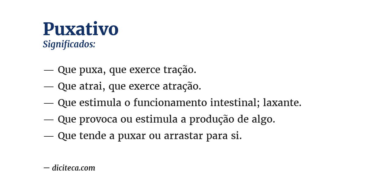 Significado de puxativo