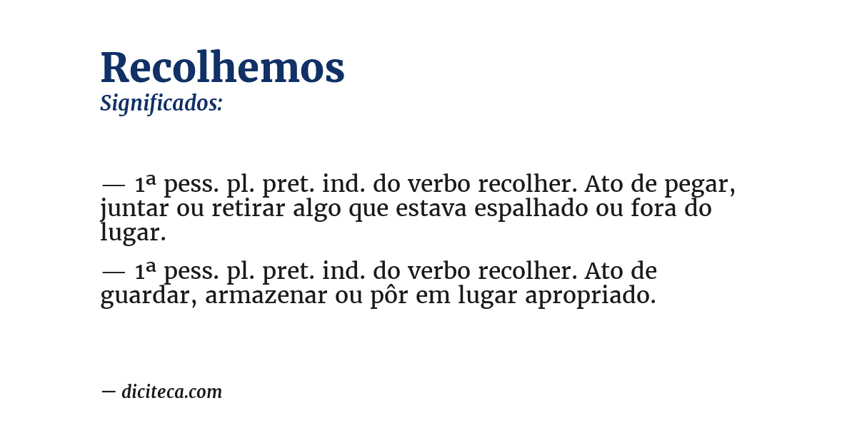 Significado de recolhemos