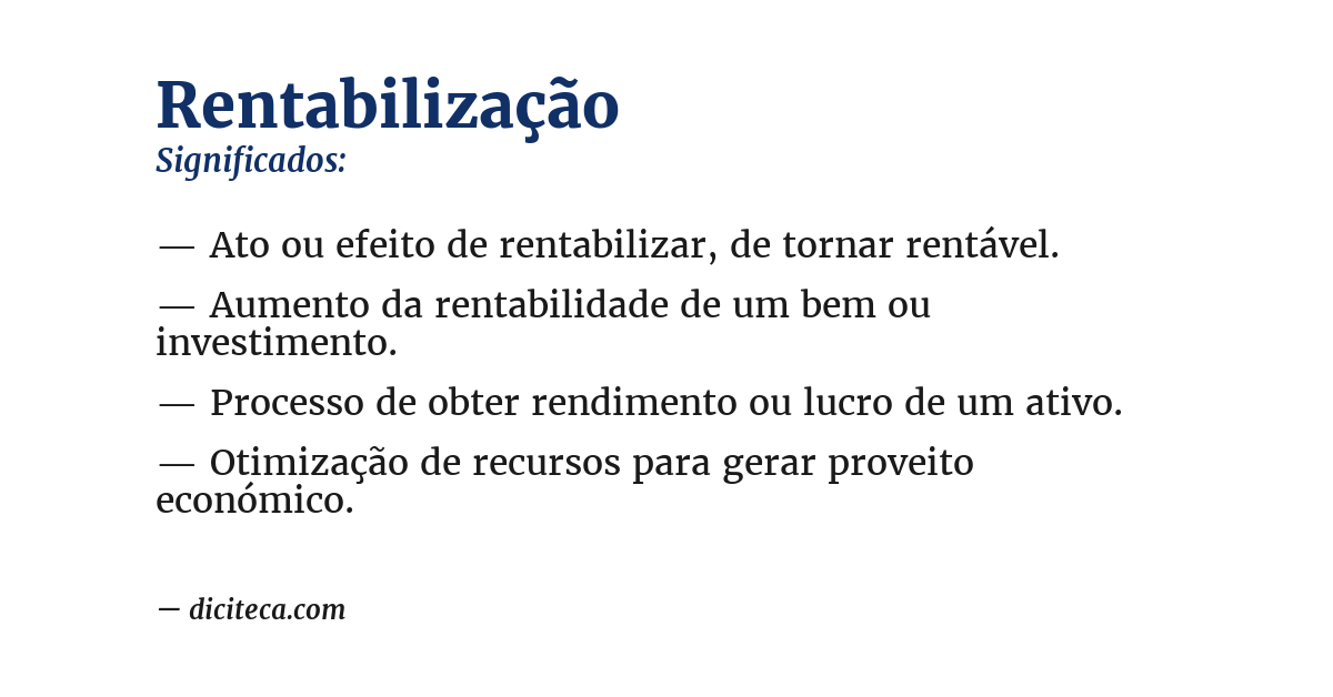 Significado de rentabilização