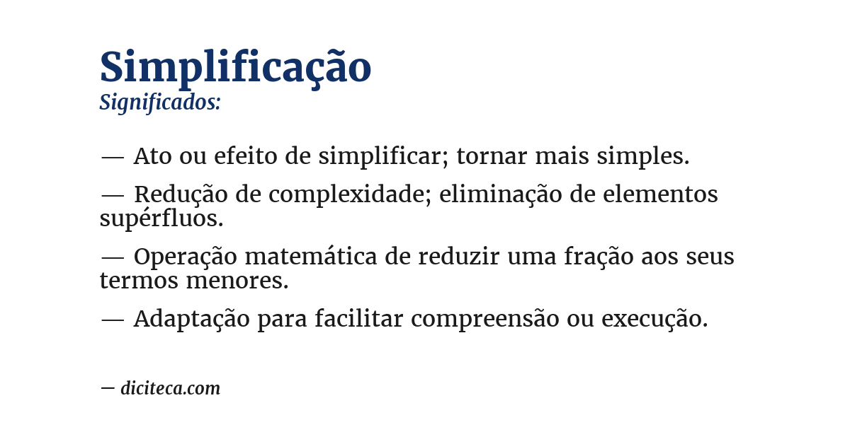 Significado de simplificação