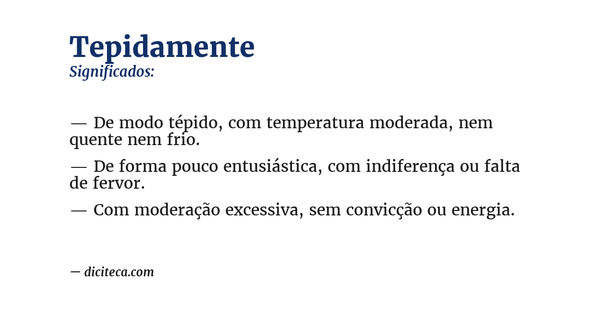 Significado de tepidamente