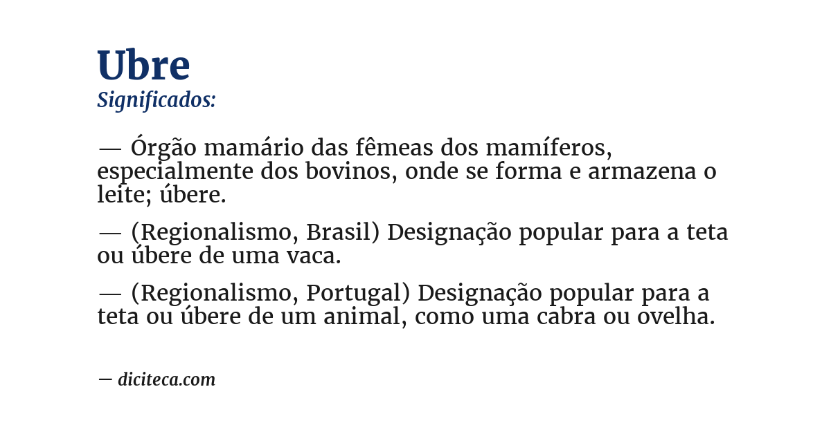 Significado de ubre