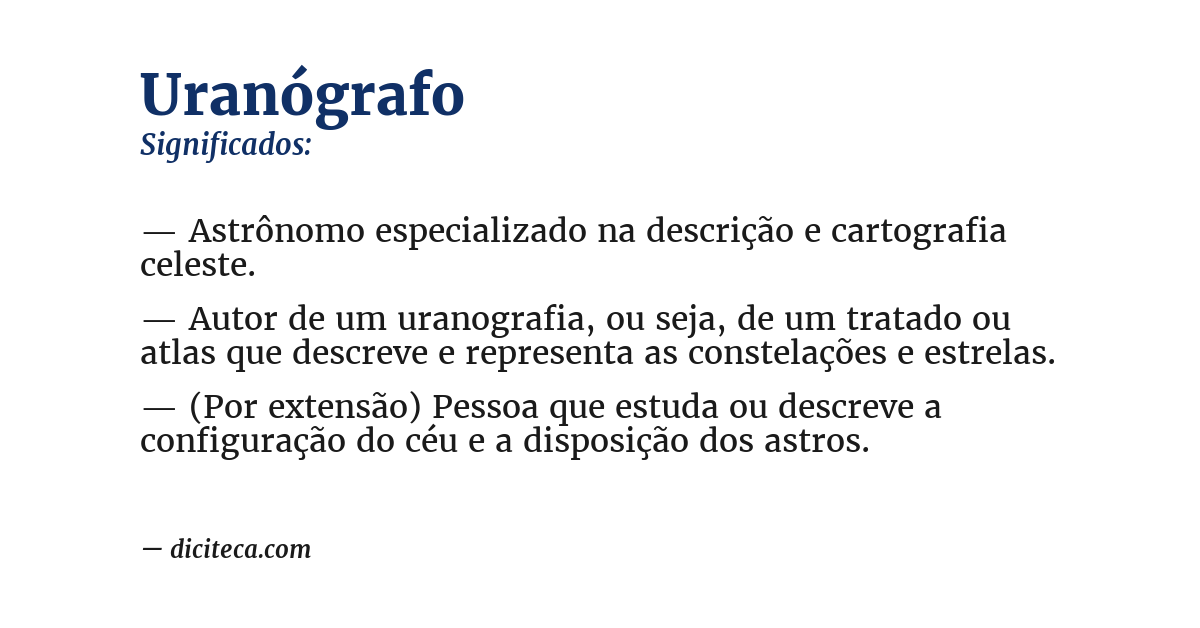 Significado de uranógrafo