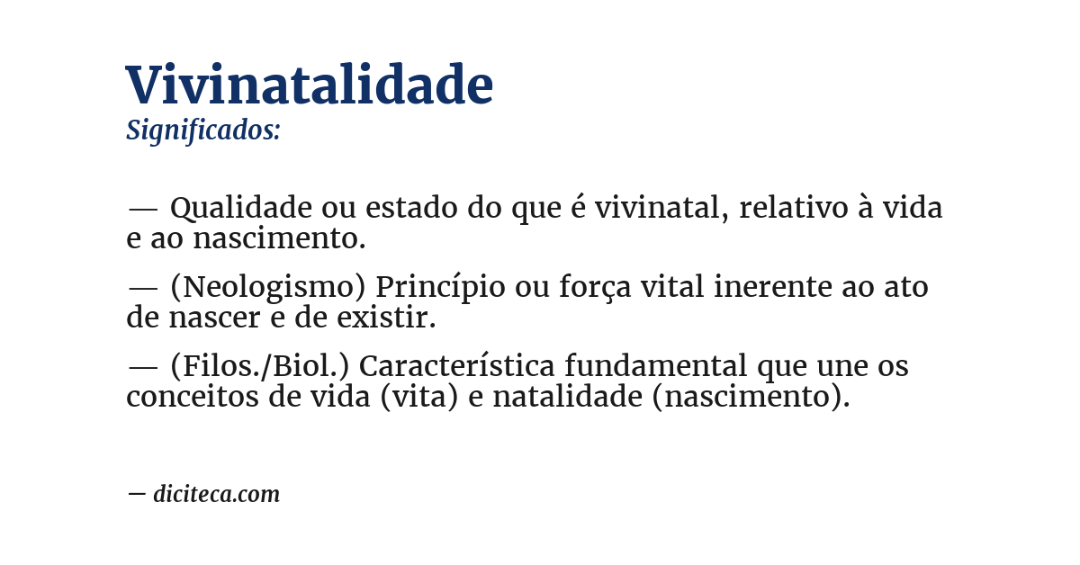 Significado de vivinatalidade