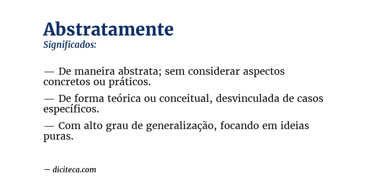 Significado de abstratamente