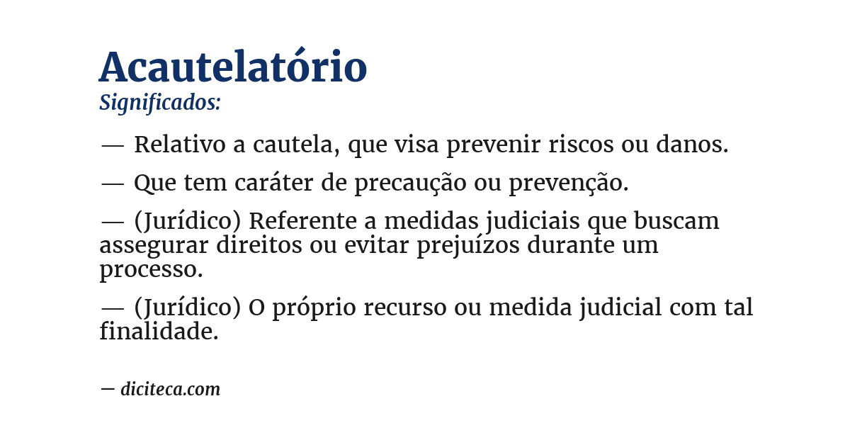 Significado de acautelatório
