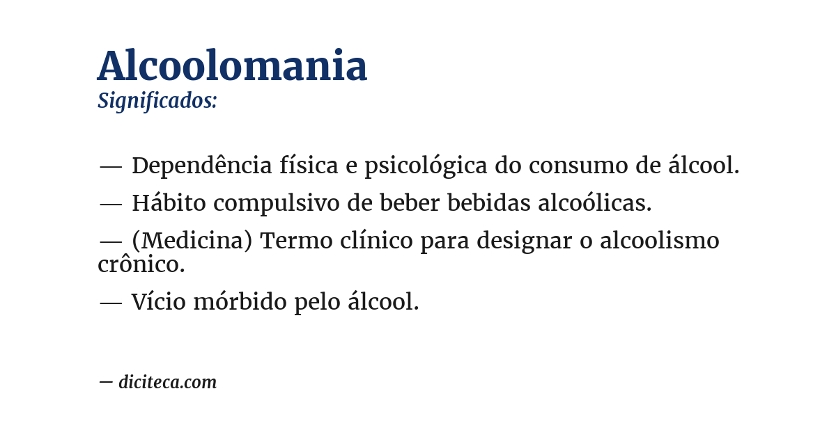Significado de alcoolomania