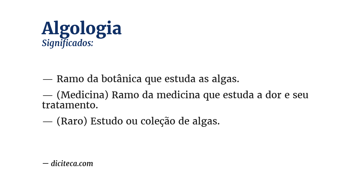 Significado de algologia