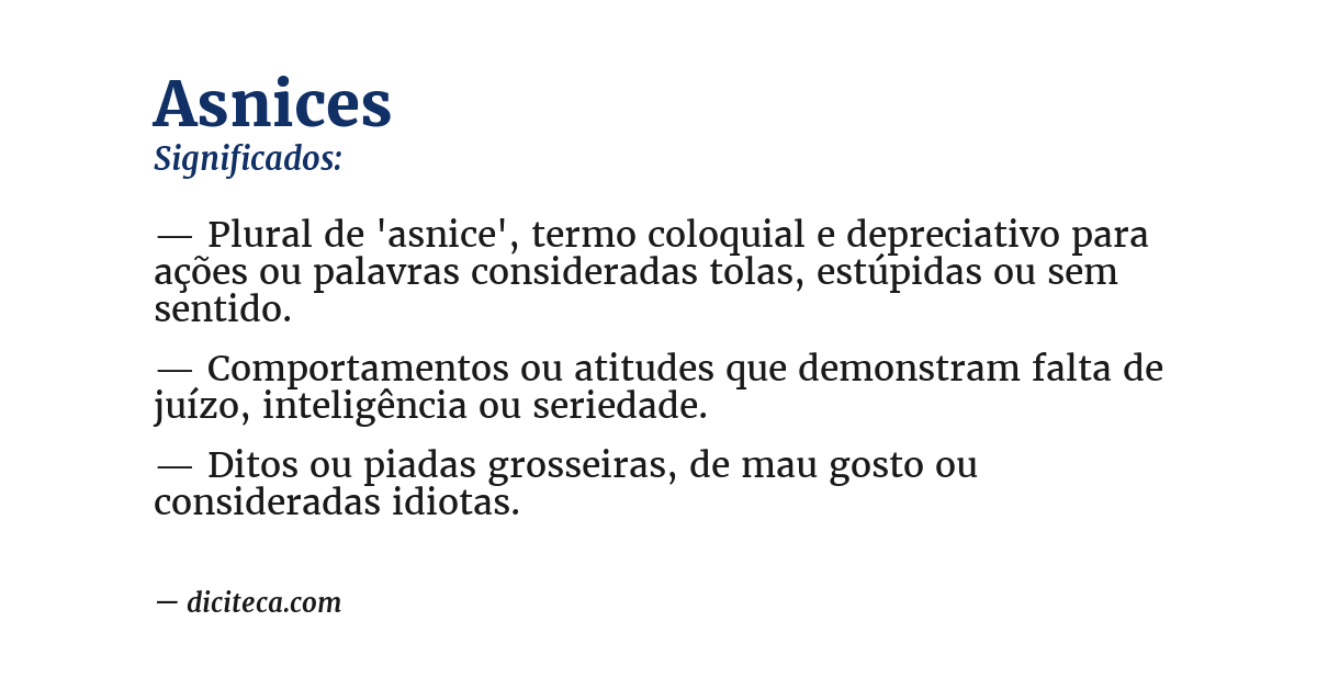 Significado de asnices