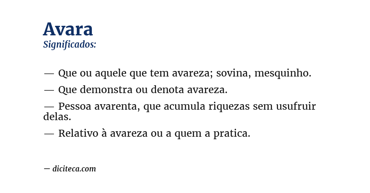 Significado de avara