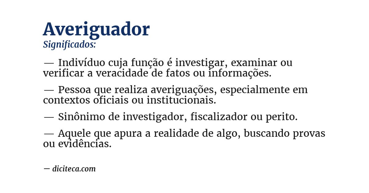Significado de averiguador