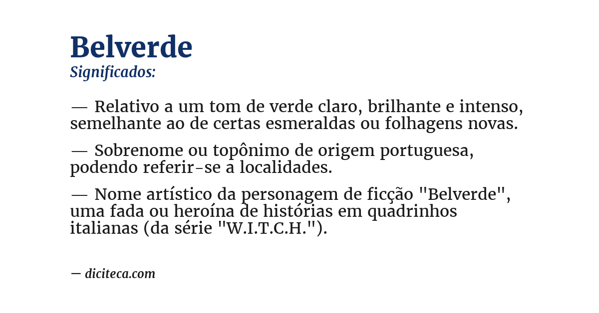 Significado de belverde