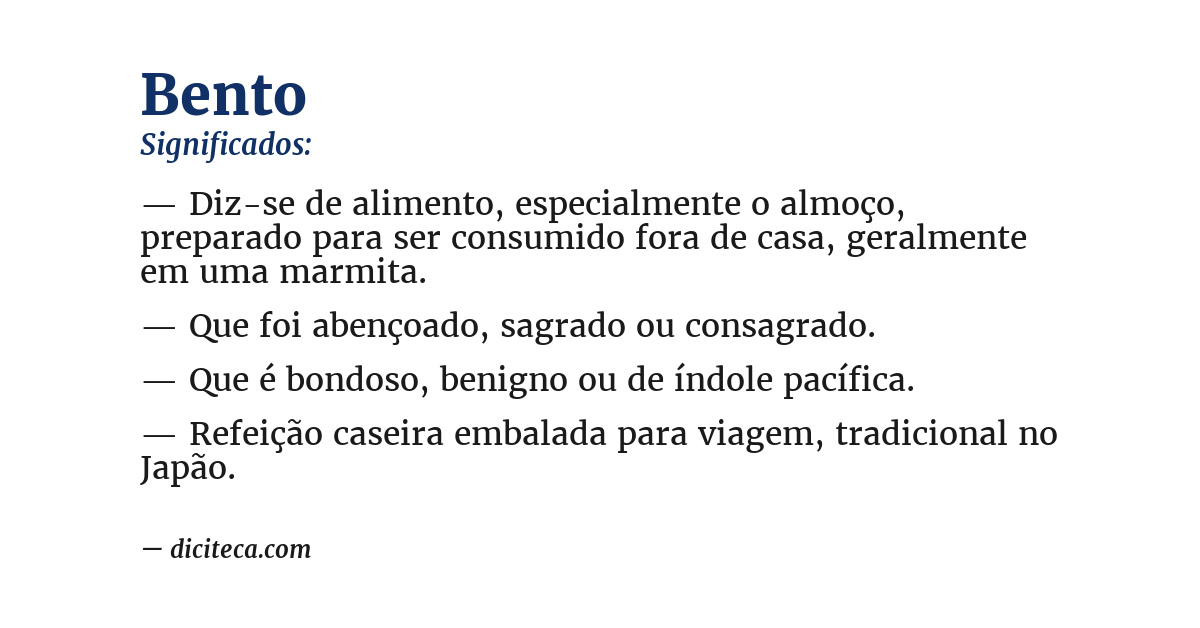 Significado de bento