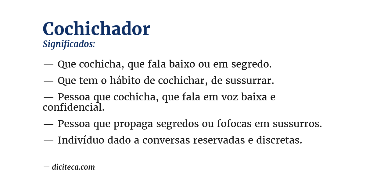 Significado de cochichador