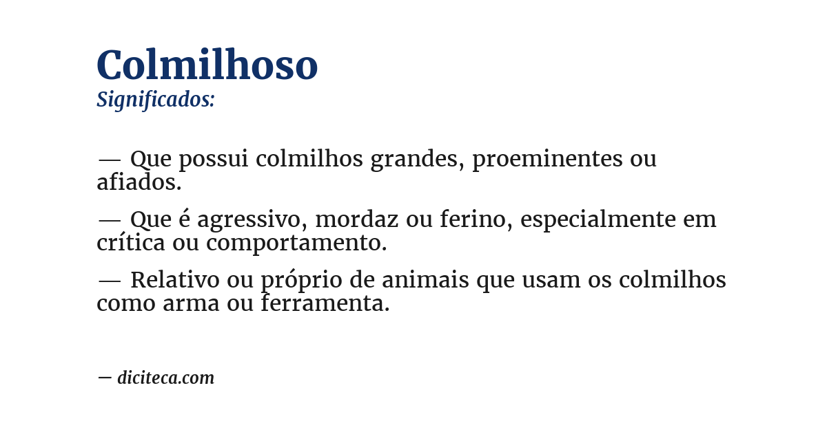 Significado de colmilhoso