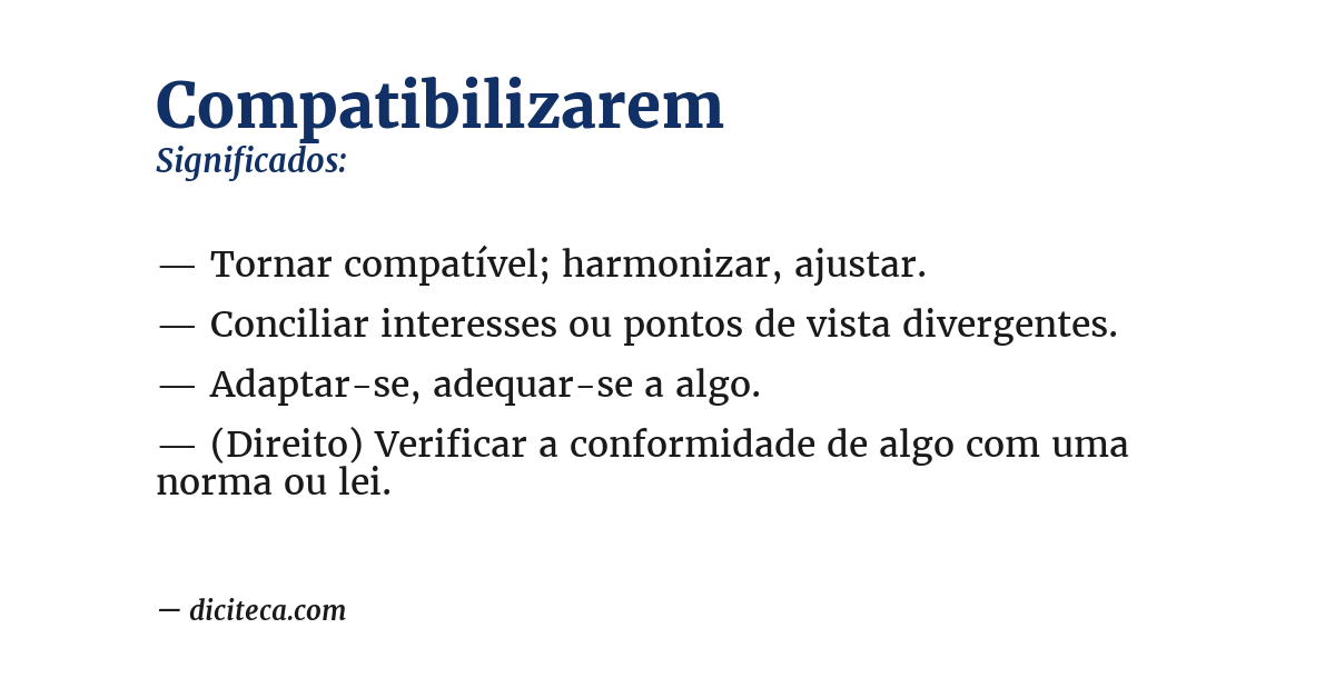 Significado de compatibilizarem