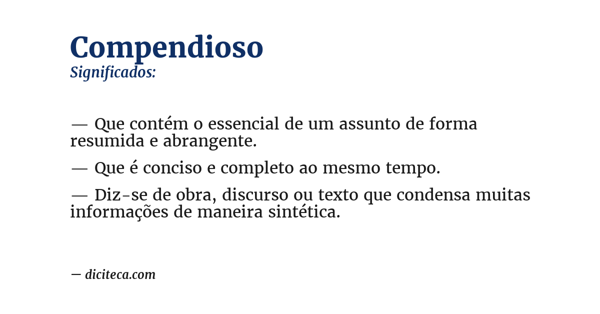 Significado de compendioso