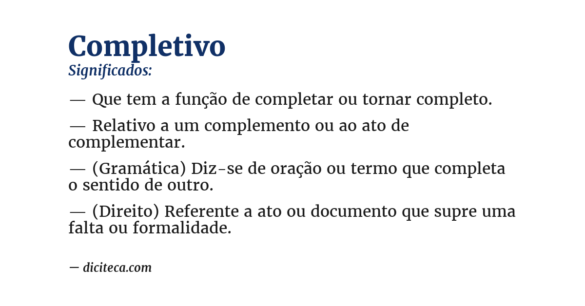 Significado de completivo