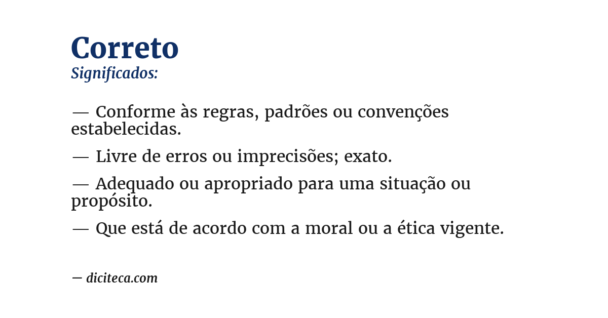 Significado de correto