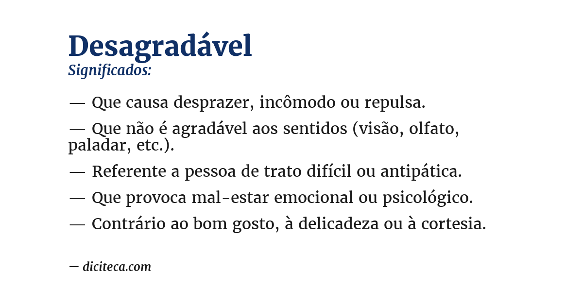 Significado de desagradável